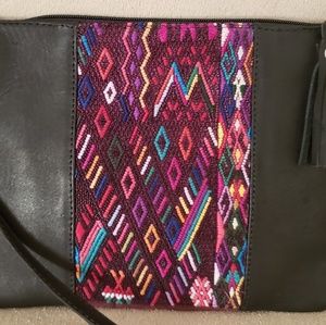 Black leather with vintage huipil design